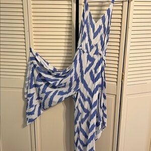 MSK Light Blue and White Patterned Dress